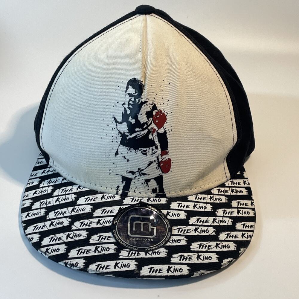 Muhammad Ali The King Boxing Snapback Hat Black White Graphic Cap Used